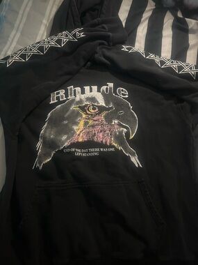 Rhude Black Branded Pullover Hoodie